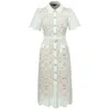 Smart And Joy Women's Neutrals Sheer Full Lace Button Line Dress - Mint In Green