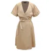 Smart And Joy Women's Neutrals Short Minimalist Wrap Dress