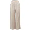 Smart And Joy Women's Neutrals Thin Striped Linen Straight Pants