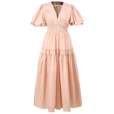 Smart And Joy Women's Neutrals Tiered Smokes Puffy Dress