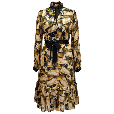 Smart And Joy Women's Neutrals Tunic Dress With Graphic Print In Brown