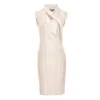 Smart And Joy Women's Neutrals V-neck Structured Cut Suede Dress - Cream In Neutral