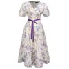 Smart And Joy Women's Neutrals / White Flower Print Fit-and-flare Tea Organza Dress - Multicolor In White