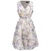 Smart And Joy Women's Neutrals / White Flower Print Sleeveless Tea Organza Dress - Multicolor In Multi