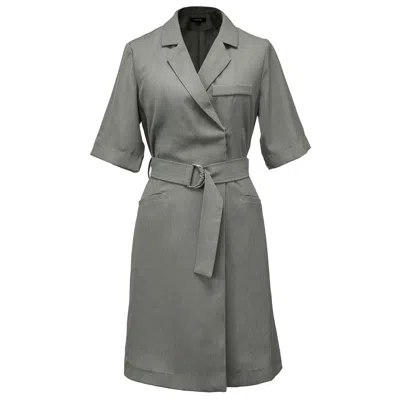 Smart And Joy Women's Neutrals Wrap Tailor Dress With Belt - Grey Green