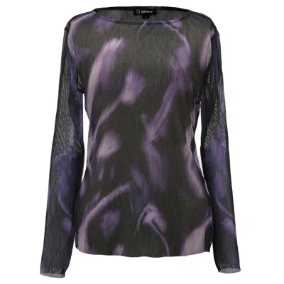 Smart And Joy Women's Pink / Purple Abstract Print Mesh Long Sleeves Top - Purple