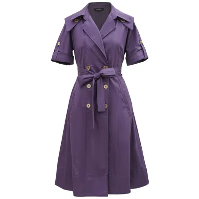 Smart And Joy Women's Pink / Purple Cotton Trench Coat Dress In Pink/purple