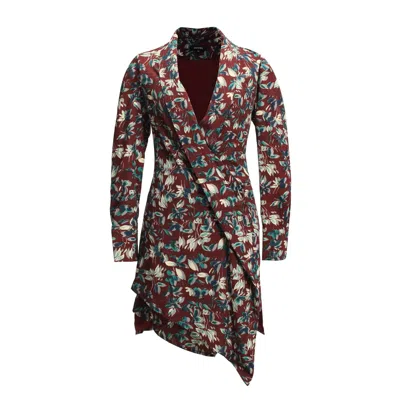 Smart And Joy Women's Pink / Purple Draped Short Tunic - Dress In Leaves Print - Pink & Purple In Pink/purple