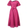 Smart And Joy Women's Pink / Purple Fit-and-flare Asymmetric Collar Dress -pink In Pink/purple