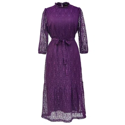 Smart And Joy Women's Pink / Purple Fit-and-flare Lace Dress In Pink/purple