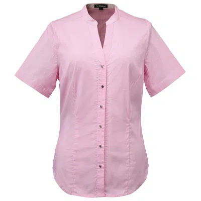 Smart And Joy Women's Pink / Purple Fitted V-neck Short Sleeves Cotton Shirt - Pink