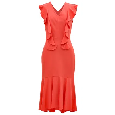 Smart And Joy Women's Pink / Purple Jersey Dress With Wide Ruffles In Pink/purple