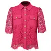 Smart And Joy Women's Pink / Purple Lace And Center Buttons Shirt - Pink In Pink/purple