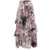 Smart And Joy Women's Pink / Purple Long Chiffon Skirt With Ruffles Floral Print  - Pink & Purple In Pink/purple