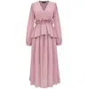 Smart And Joy Women's Pink / Purple Long Ruffle Chiffon Dress - Pink In Pink/purple