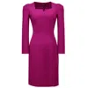 Smart And Joy Women's Pink / Purple Puffy Sleeves Fitted Dress - Fuchsia In Pink/purple