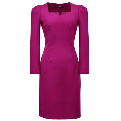 Smart And Joy Women's Pink / Purple Puffy Sleeves Fitted Dress - Fuchsia In Pink/purple