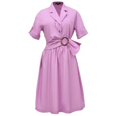 Smart And Joy Women's Pink / Purple Shirt Dress With Asymmetric Belt Panel - Pink In Pink/purple