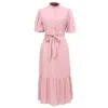 Smart And Joy Women's Pink / Purple Tea Dress With Tiered Ruffles - Pink In Pink/purple