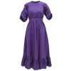 Smart And Joy Women's Pink / Purple Trapeze Dress With Puffed Sleeves - Pink & Purple In Pink/purple