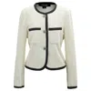 Smart And Joy Women's Pink / Purple / White Crop Contrasting Bias Jacket In Pink/purple/white