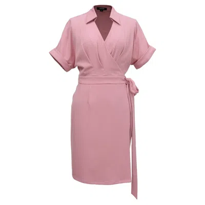 Smart And Joy Women's Pink / Purple Wrap Minimalist Dress And Italian Collar -pink In Pink/purple