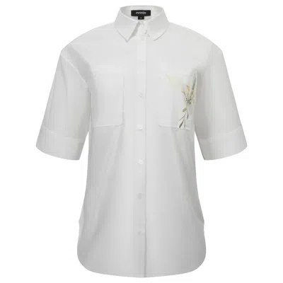 Smart And Joy Women's Pink Stretch Cotton Shirt - White