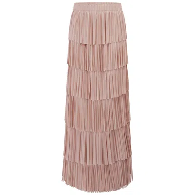 Smart And Joy Women's Pink Tiered Frill Mesh Skirt - Blush