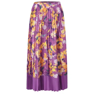 Smart And Joy Women's Pleated Midi Skirt With Print - Purple