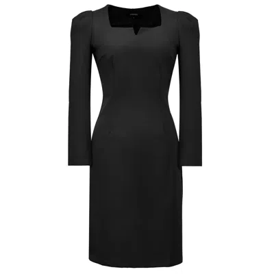 Smart And Joy Women's Puffy Sleeves Fitted Dress - Black