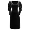 Smart And Joy Women's Puffy Sleeves Velvet Dress - Black In Black