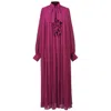 Smart And Joy Women's Purple Multipleats Ascot-tie Dress In Purple