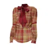 Smart And Joy Women's Red Bow-tie Tartan Print Shirt In Red