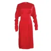 Smart And Joy Women's Red Long-sleeved Fitted Dress With Off-shoulders In Red