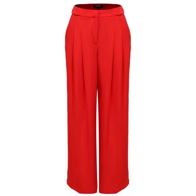 Smart And Joy Women's Red Loose Straight Tailor Pants