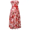 Smart And Joy Women's Red Monochrome Floral Print Bustier Dress In Red