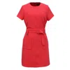 Smart And Joy Women's Red Patch Pockets Short Dress - Coral In Red
