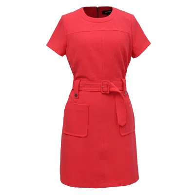 Smart And Joy Women's Red Patch Pockets Short Dress - Coral