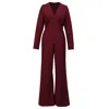 Smart And Joy Women's Red V-cleavage Jumpsuit - Burgundy In Red