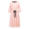 Smart And Joy Women's Rose Gold Wide-belt Flared Dress - Salmon In Rose Gold