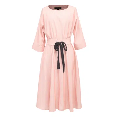 Smart And Joy Women's Rose Gold Wide-belt Flared Dress - Salmon