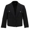 Smart And Joy Women's Safari Pockets Crop Jacket With Dots Print - Black In Black