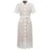 Smart And Joy Women's Sheer Full Lace Button Line Dress - White In White