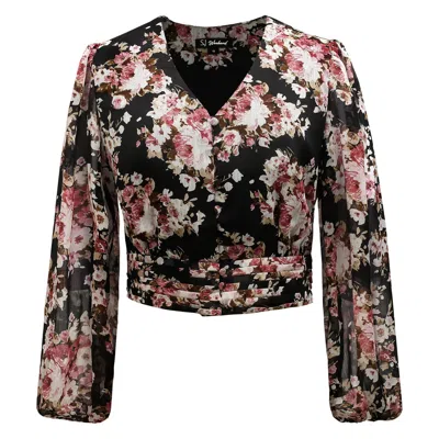 Smart And Joy Women's Short Blouse With Flower Print In Multi