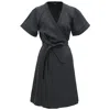 Smart And Joy Women's Short Minimalist Wrap Dress - Black In Black
