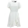 Smart And Joy Women's Short Skater Dress With Frills - White In White
