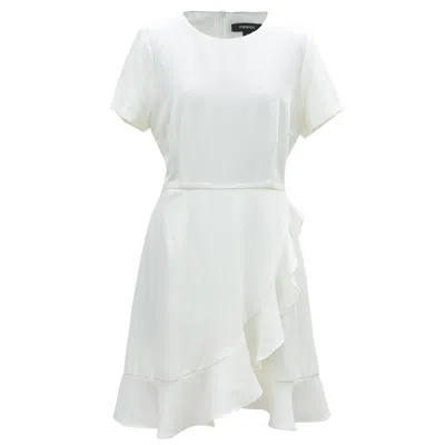 Smart And Joy Women's Short Skater Dress With Frills - White