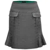 Smart And Joy Women's Short Skirt With Patch Pockets And Wide Ruffle - Silver In Silver
