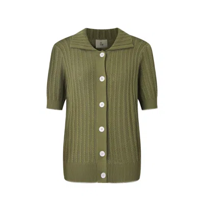 Smart And Joy Women's Short-sleeve Knit Cardigan - Green