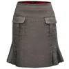 Smart And Joy Women's Silver Short Skirt With Patch Pockets And Wide Ruffle In Silver